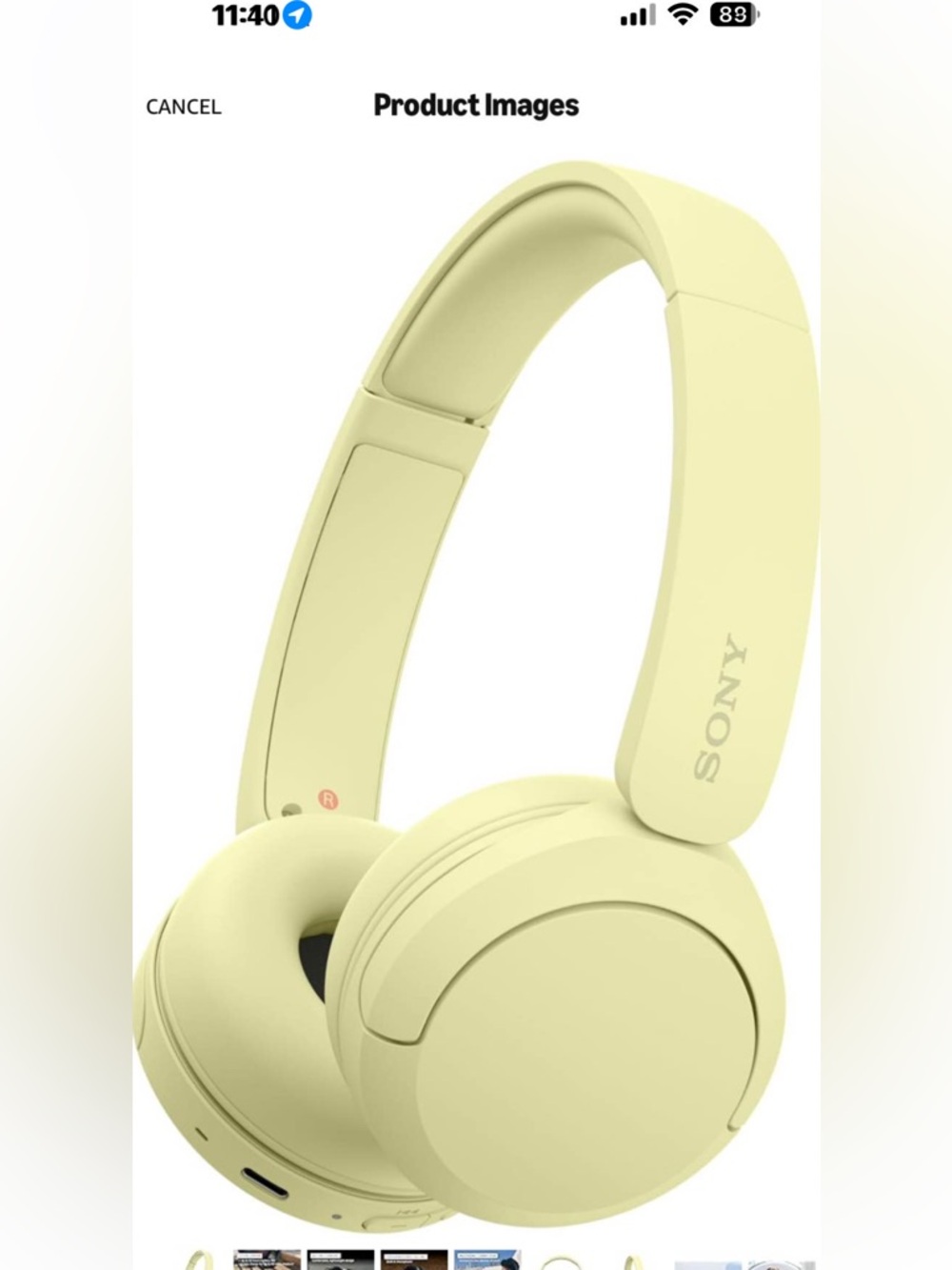 Sony Wireless Over-Ear Headphones - Pale Yellow